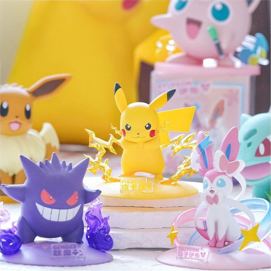 Authentic Pokémon figurines Pikachu Gengar Eevee desktop ornaments blind box gifts and plush toys - FIHEROE.