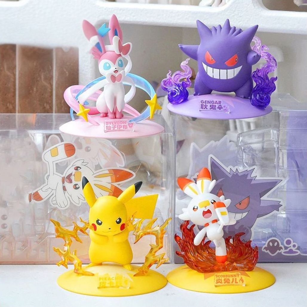 Authentic Pokémon figurines Pikachu Gengar Eevee desktop ornaments blind box gifts and plush toys - FIHEROE.