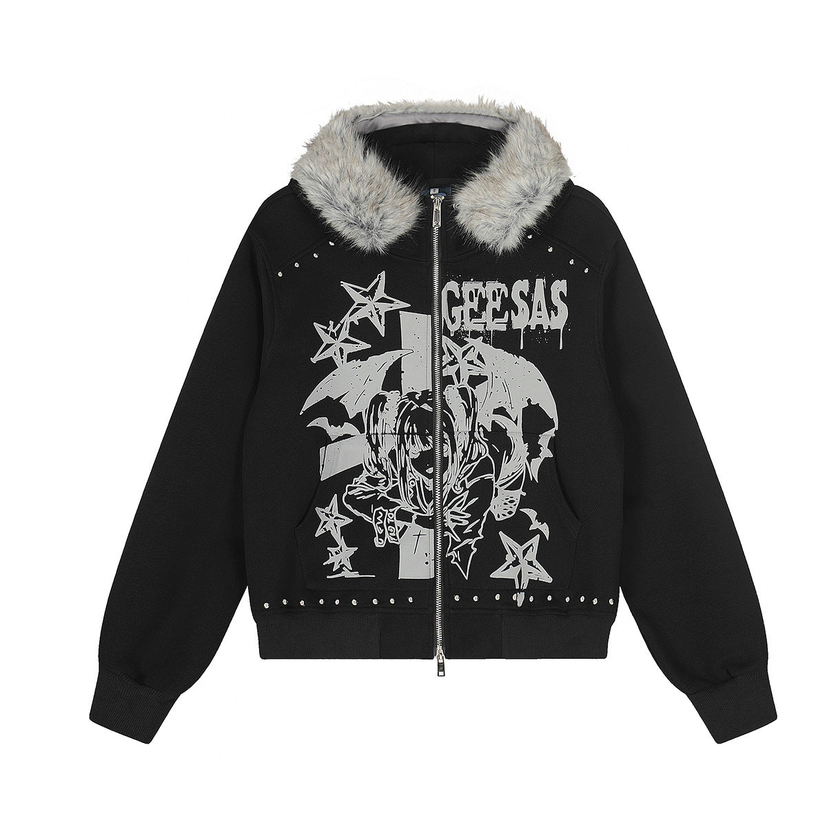 Geesas Anime Graphic Bomber Jacket - FIHEROE.