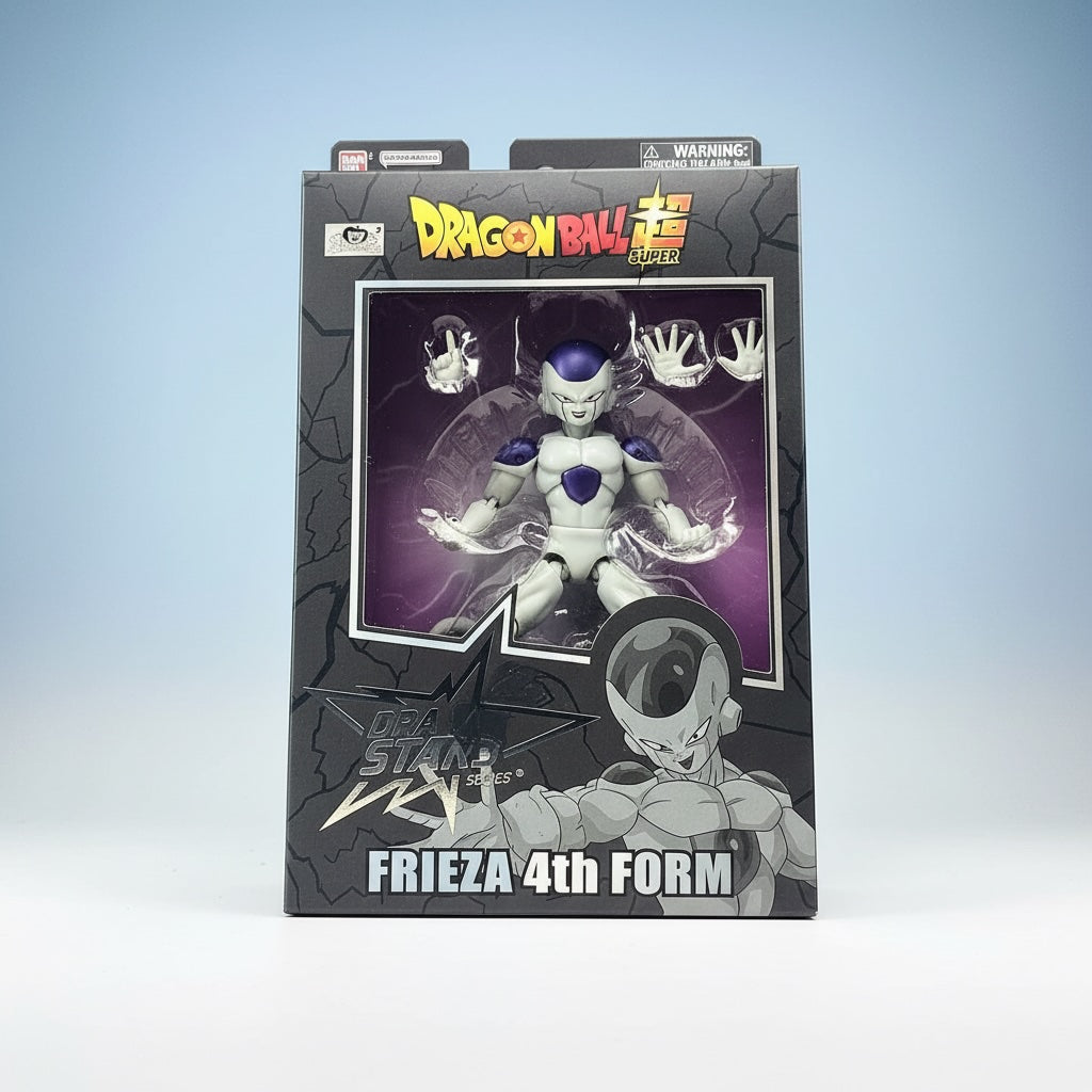 Dragon Ball Super Frieza 4th Form action figure packaging on a light blue background