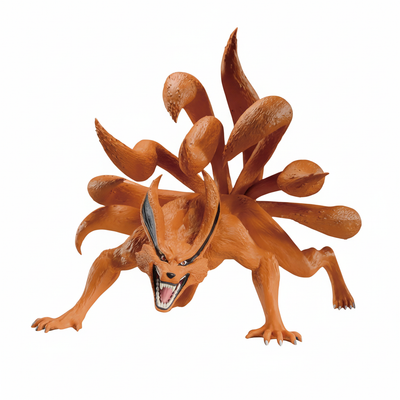 Banpresto Naruto Kurama Nine Tails figure in aggressive crouching stance with nine flowing tails