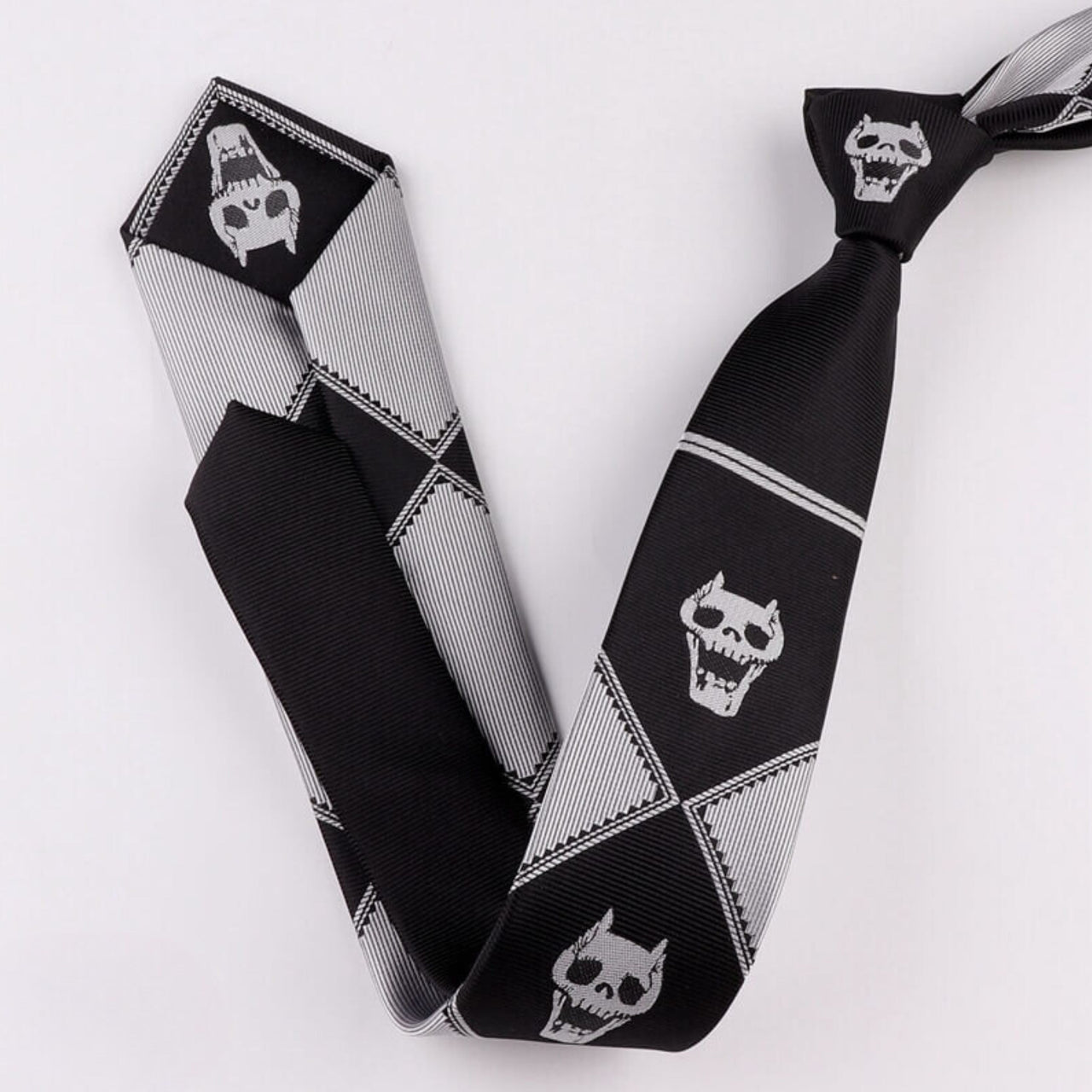 JJBA 4 Yoshikage Killer Queen Skull Neck Tie - FIHEROE.