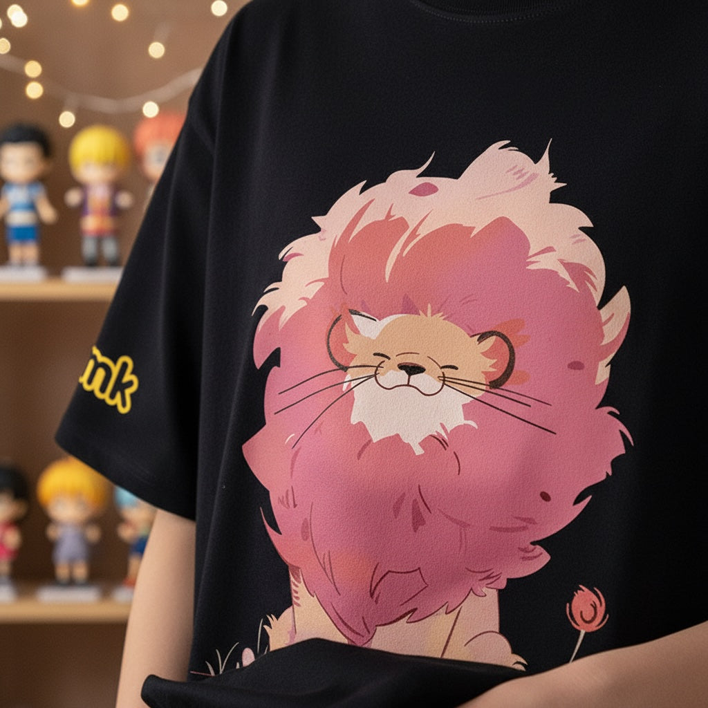 BKMK Anime Lion Graphic Oversized Cotton Tee