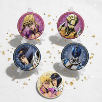 Insignias de anime holográficas de personajes de Golden Wind de JJBA
