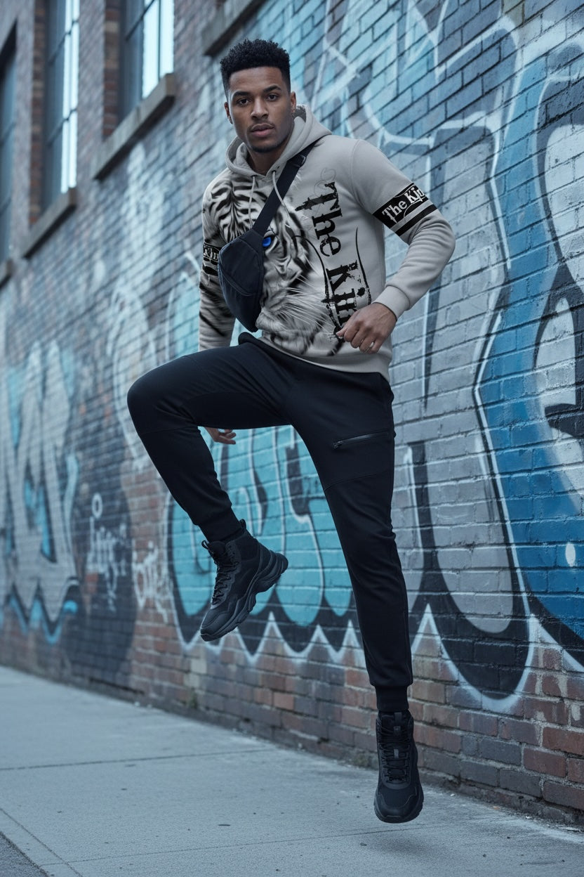 The King White Tiger Graphic Print Animal Hoodies - FIHEROE.