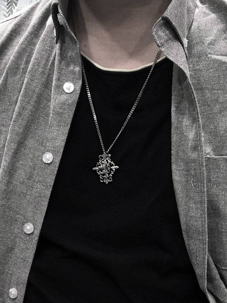 Knights Lion Cross Totem Steel Pendant Necklace - FIHEROE.