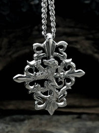 Knights Lion Cross Totem Steel Pendant Necklace - FIHEROE.