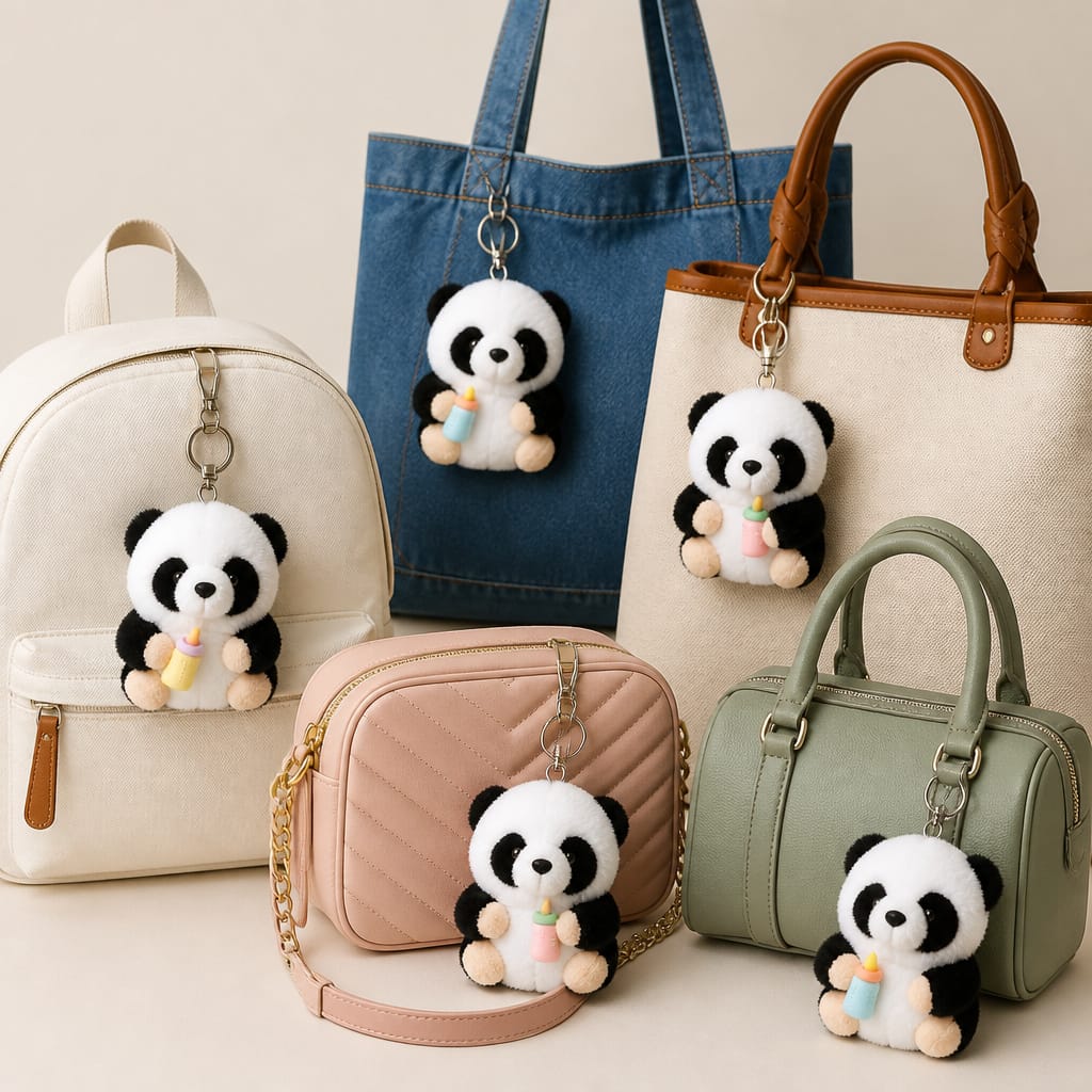 Lindo dije para bolso de peluche de panda bebé de anime