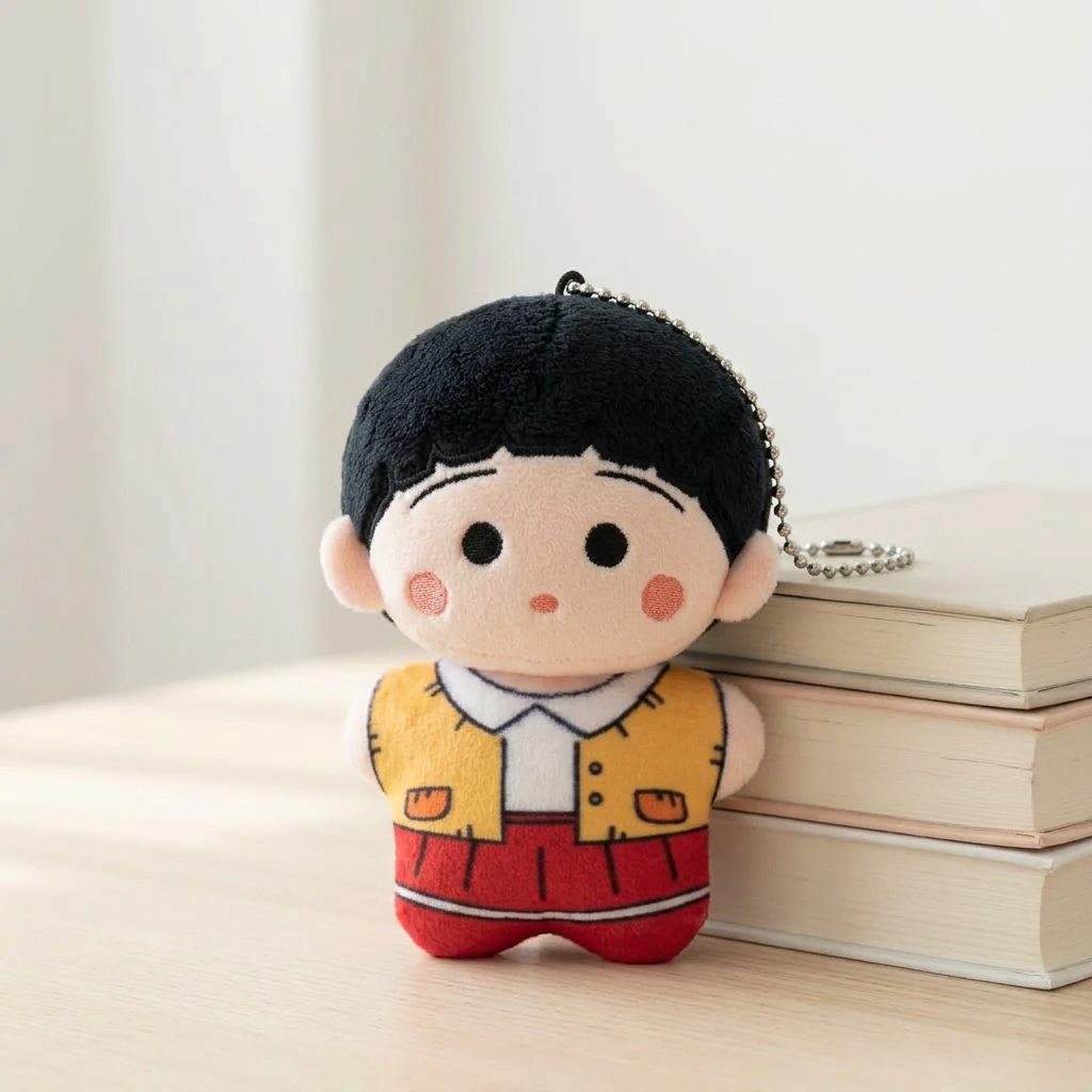 Plush charm in a bright desk display