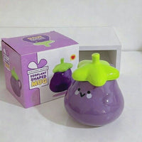 Cute Eggplant Anime Ceramic Mug with Lid