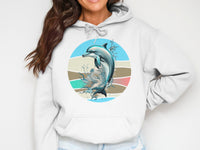 Dolphin Splash Graphic on White Hoodie Product