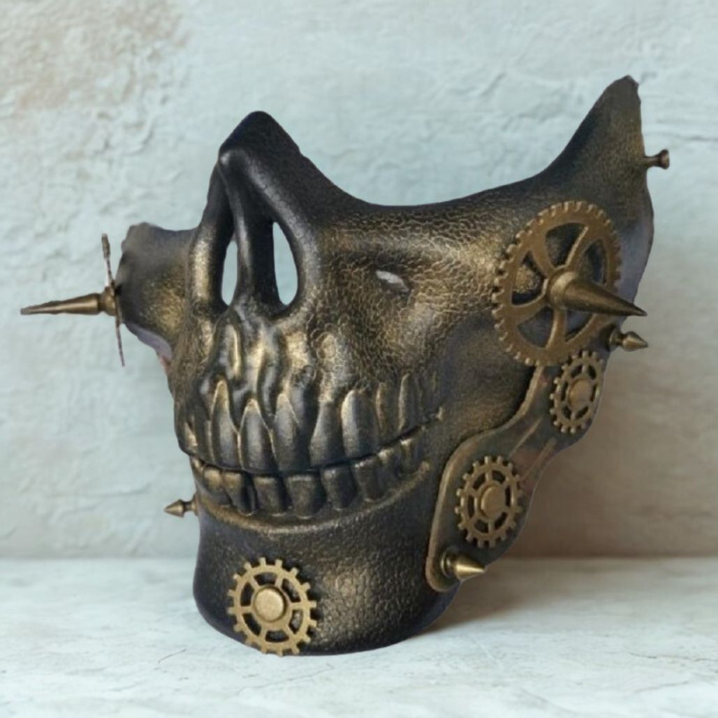 Studded Half Face Skull Mask Costume Accessories - FIHEROE.