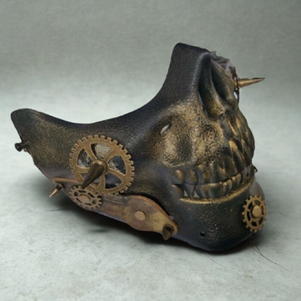 Studded Half Face Skull Mask Costume Accessories - FIHEROE.