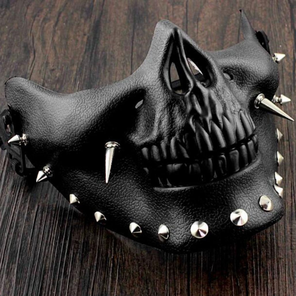 Studded Half Face Skull Mask Costume Accessories - FIHEROE.