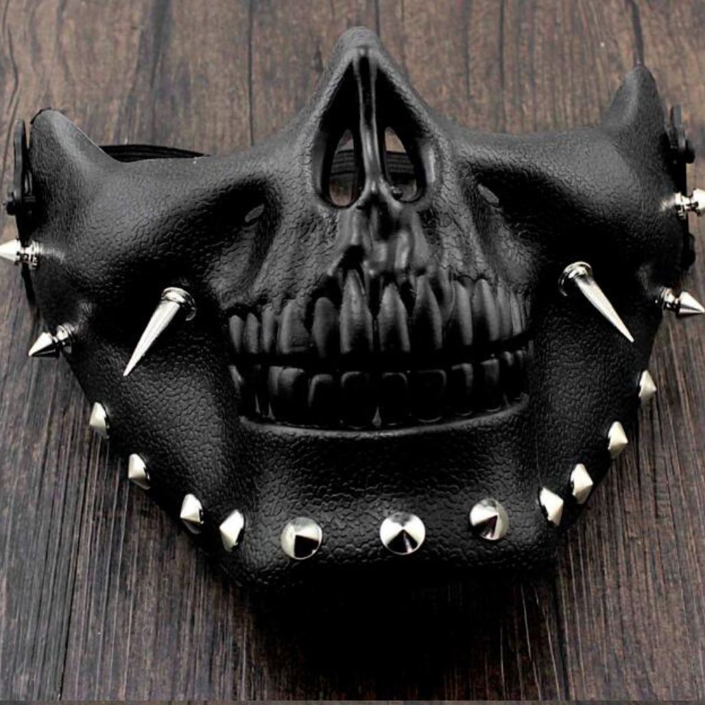 Studded Half Face Skull Mask Costume Accessories - FIHEROE.