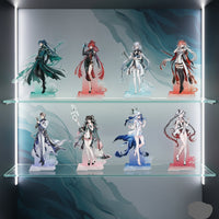 Set of nine anime-style figurines on a white background