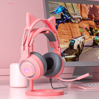 Anime Cat Ears Paw Print Wired Gaming Headphones - FIHEROE.