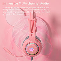 Anime Cat Ears Paw Print Wired Gaming Headphones - FIHEROE.