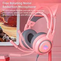 Anime Cat Ears Paw Print Wired Gaming Headphones - FIHEROE.