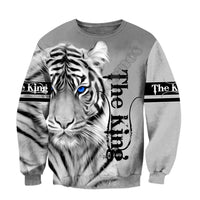 The King White Tiger Graphic Print Animal Hoodies - FIHEROE.