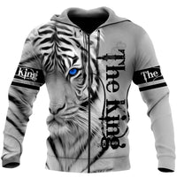 The King White Tiger Graphic Print Animal Hoodies - FIHEROE.